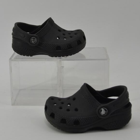 Crocs Size 2 3 Black Baby Slip On Toddler Solid Sandals - Picture 8 of 11